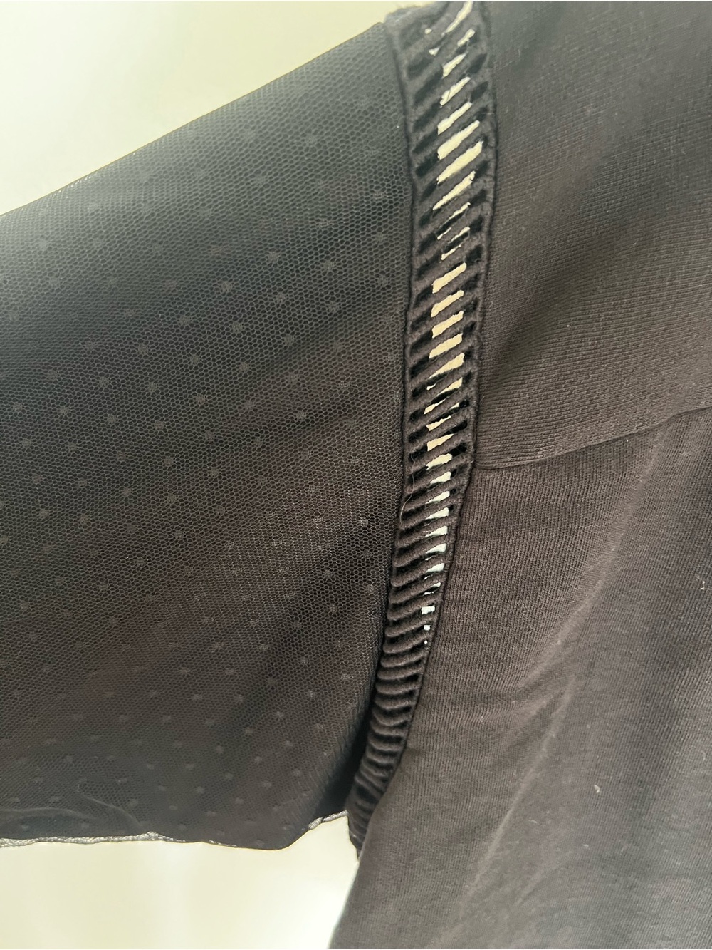 Anthropologie Black Pullover Sweatshirt with Dotted Tulle Hem - Picture 3 of 10